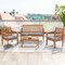 Costway 4 PCS Patio Wood Furniture Set with Loveseat, 2 Chairs & Coffee Table for Porch White/Grey/Navy